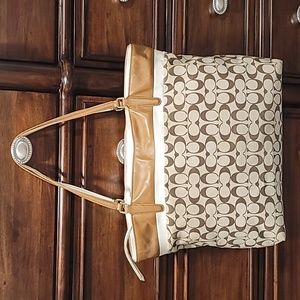 Authentic COACH Signature Large Tote  Canvas/Leather  29423